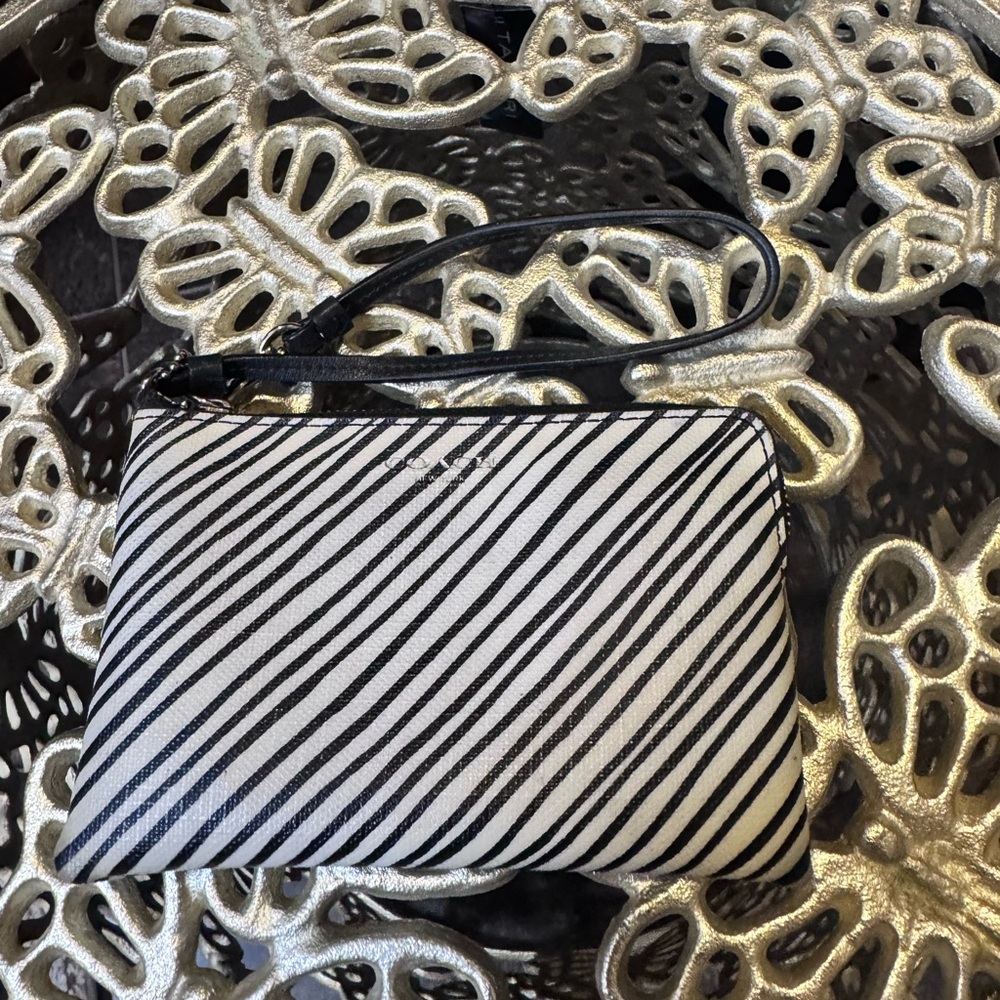Black and White Coach Wristlet Women's Clutch